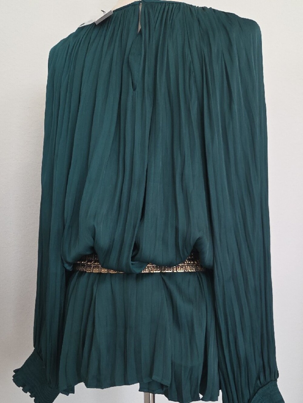 New Lane Bryant Teal Pleated Emerald Green Blouse Top 22/24 *belt Not Included - Picture 3 of 10